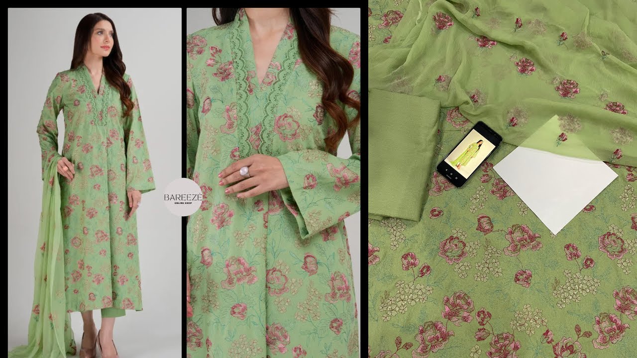 ||Bareeze karandi 3 Piece || Most Hit Design || Luxury Embroidery & Chiffon Dupatta Review #bareeze