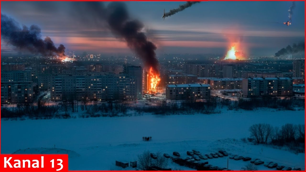 Ночью беспилотники атаковали 21 регион России: слышны взрывы, пожар на нефтебазе.