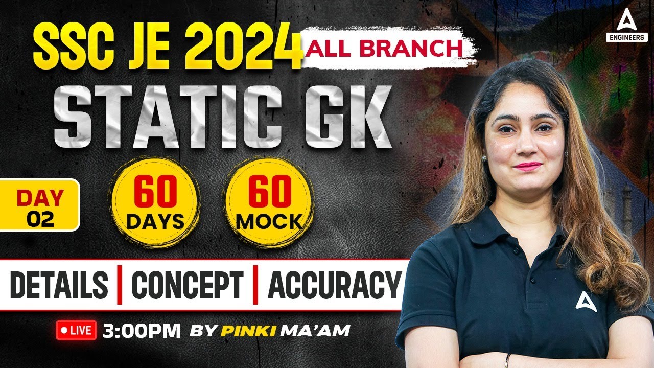 SSC JE 2024 Crash Course | SSC JE Static GK Classes | SSC JE Static GK Mock Test | By Pinki Mam #2