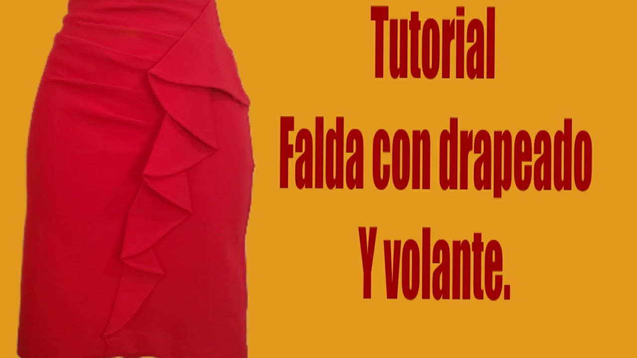 FALDA DRAPEADA CON VOLANTE