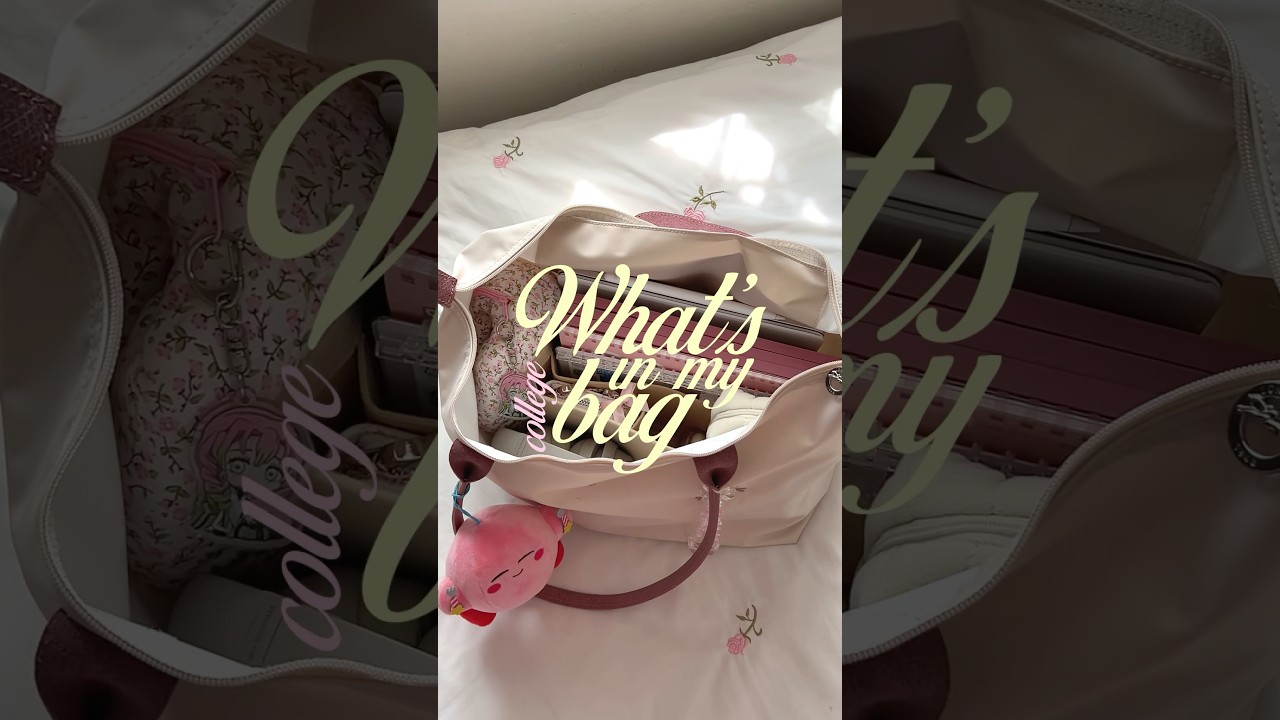college bag🏫🎀 #lifestyle #collegelife #collegestudent #univlog #studytips #whatsinmybag #longchamp