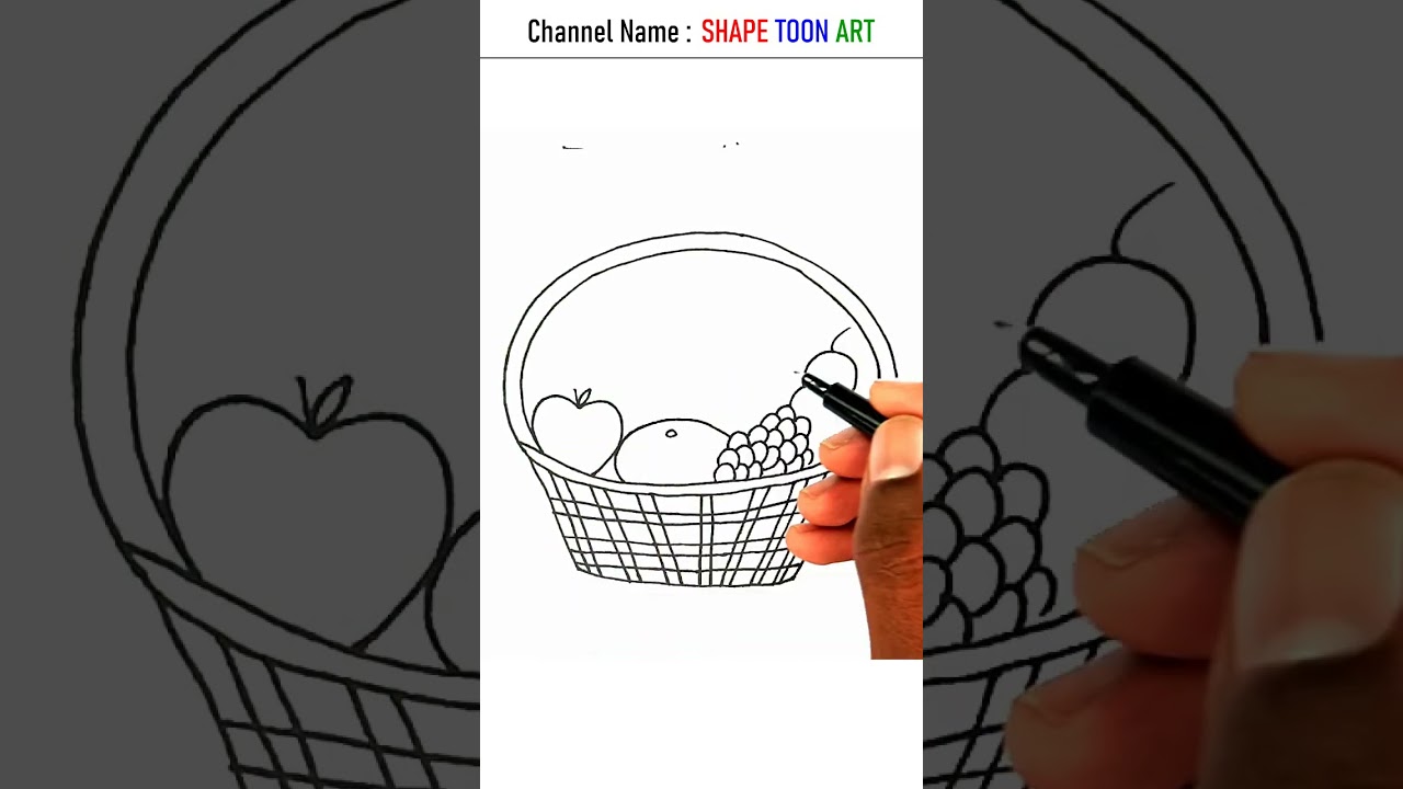Fruit Basket drawing easy - #shorts #fruitbasket #fruits #basket #drawing #howtodraw #shapetoonart
