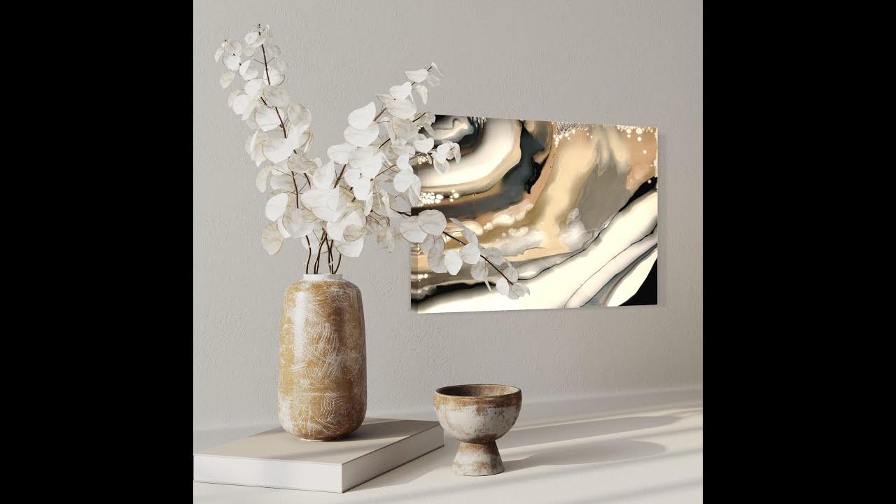 Minimal Pearls Abstract Painting  Acrylic Pour Painting, Flow Art, Fluid Art Technique,