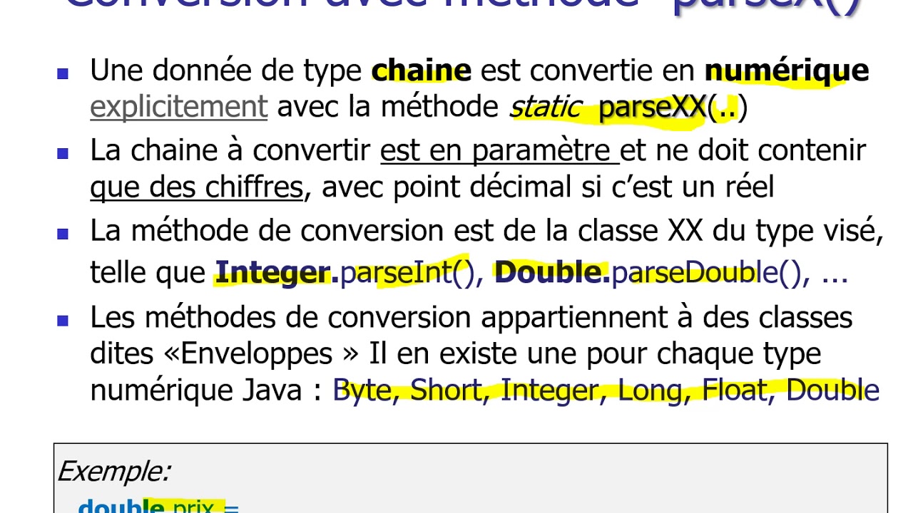 Conversions en Java
