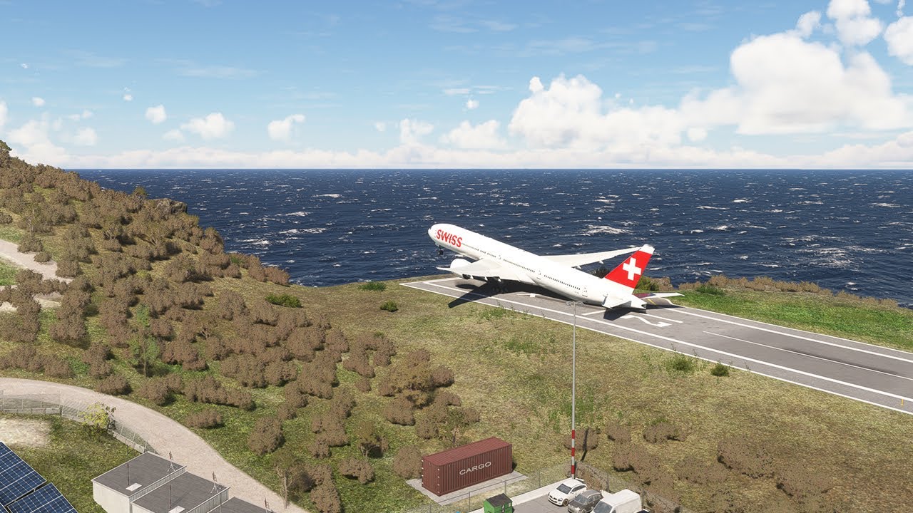 Swiss Boeing 777 Takeoff from the Short and Extreme Juancho Airport!