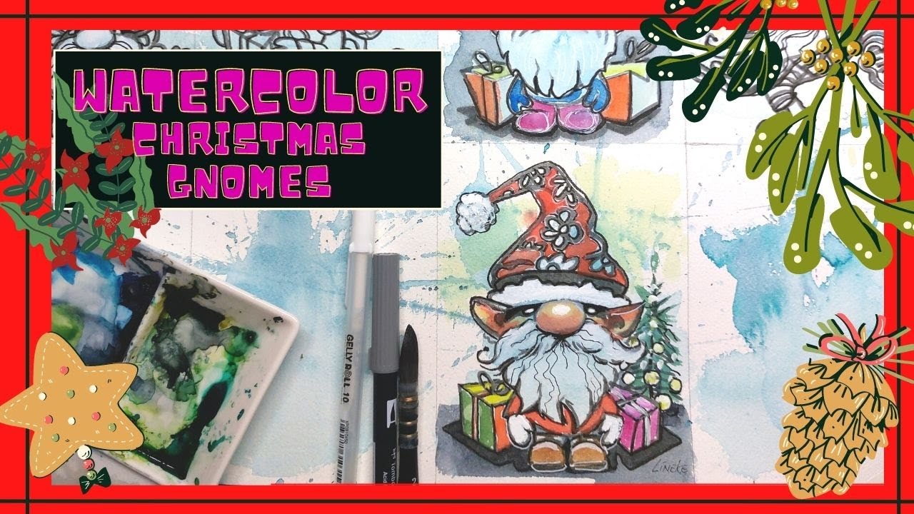 Watercoloring Christmas Gnomes Make your own cards