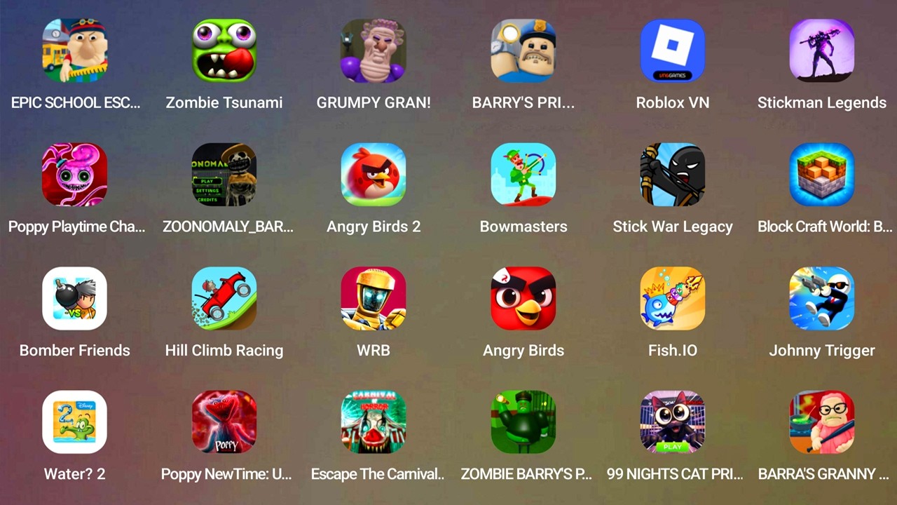 epic school escape! (obby),Zombie Tsunami,GRUMPY GRAN! (OBBY ĐÁNG SỢ),barry's prison run! (obby),