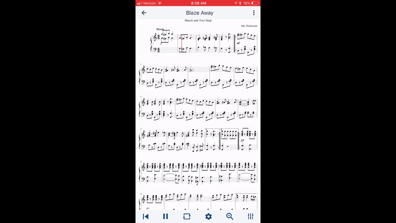 Blaze Away March-Abe Holzmann (Piano)