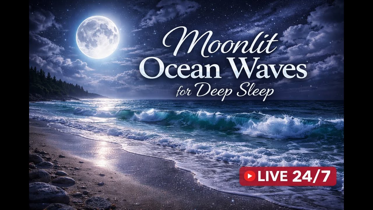 Moonlit Ocean Waves 🌙 Sleep Sounds Live | Dreamlike Night Sea (24/7)