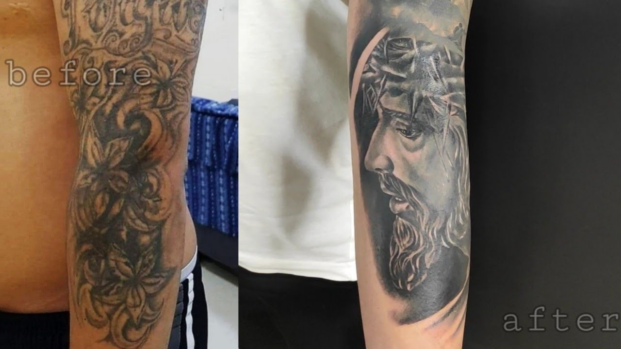COVER UP TATTOO TIME LAPSE ||  BLACK AND GREY ( Before and After )