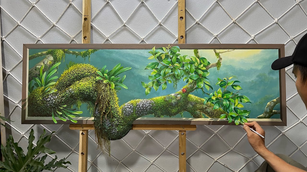 Turn toilet paper into a living tree branch in a picture frame: unique painting art. #art #painting