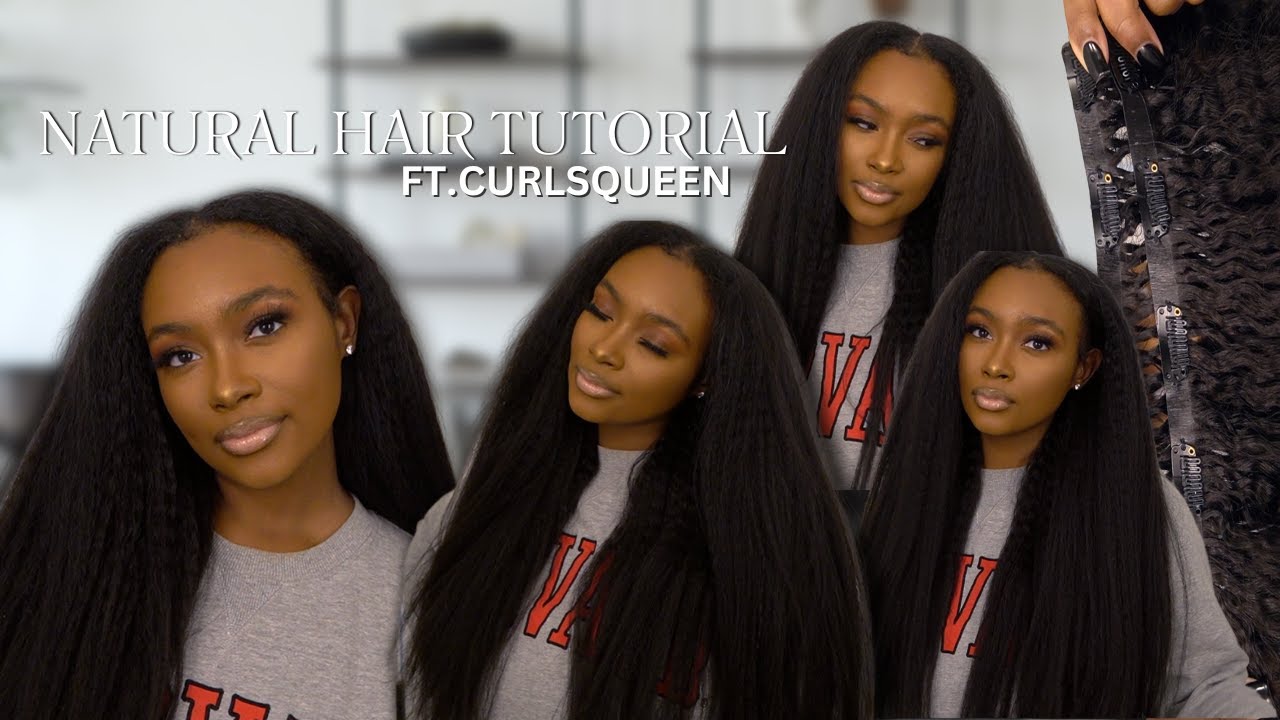 😱🔥MOST NATURAL LOOKING HAIR TUTORIAL |FAKE A BLOWOUT  WITH THESE KINKY STRAIGHT CLIPINS | CURLSQUEEN