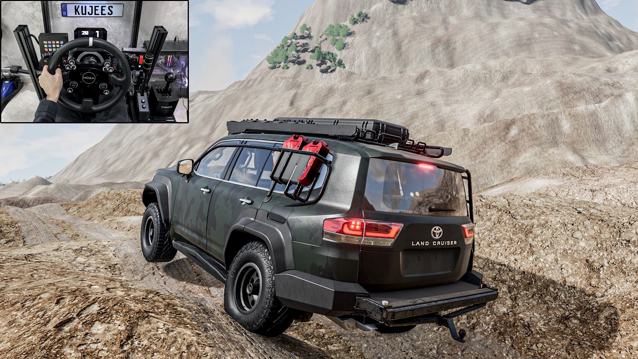 Toyota Land Cruiser 300 OffRoad Extreme Hard Road - BeamNG.drive | Steering Wheel Gameplay