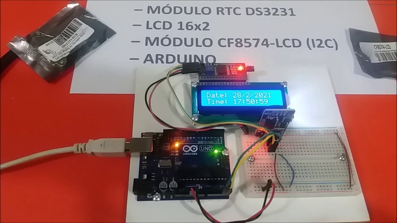 RELOJ EN TIEMPO REAL   MÓDULO RTC DS3231   LCD 16X2  I2C