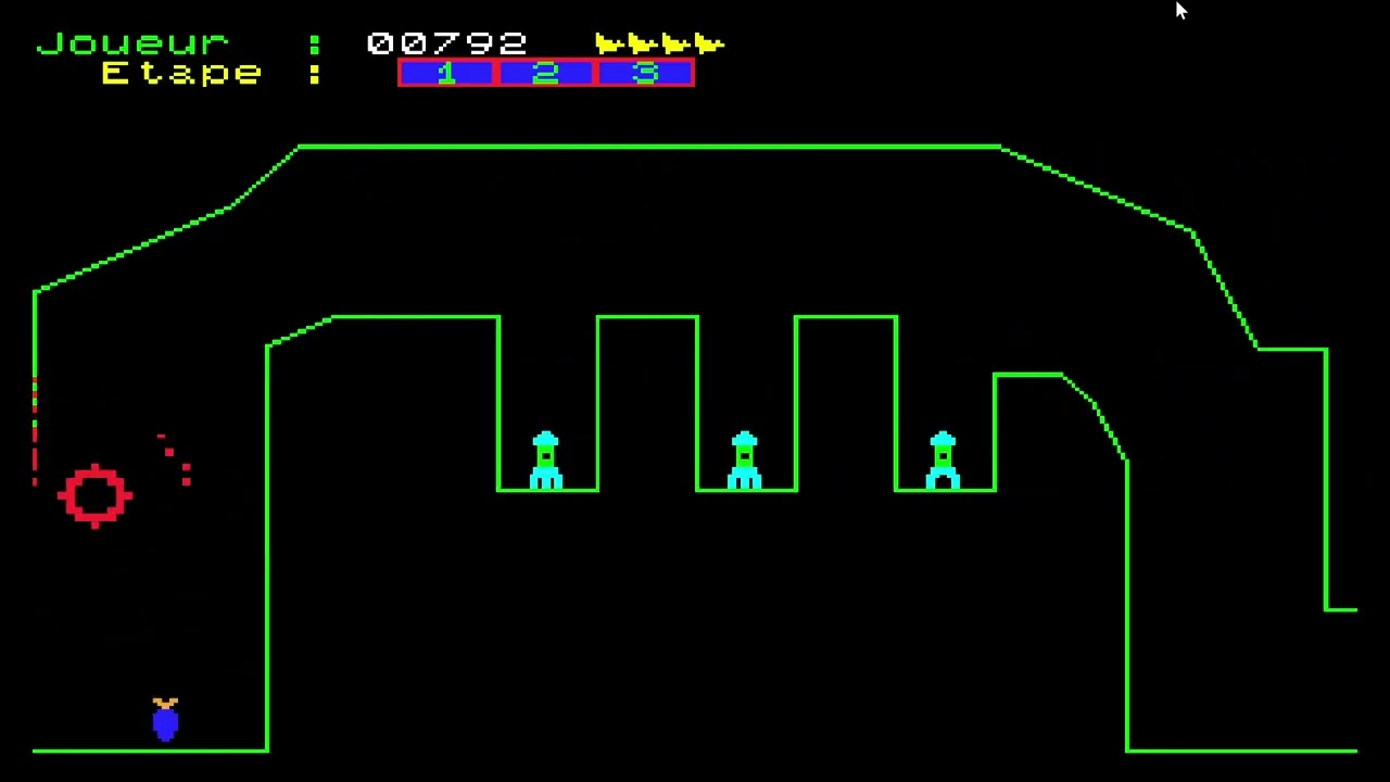 Pulsar II (Thomson MO and TO series). Normal. Score: 1 341 #thomson #retrogaming #shmup #scramble