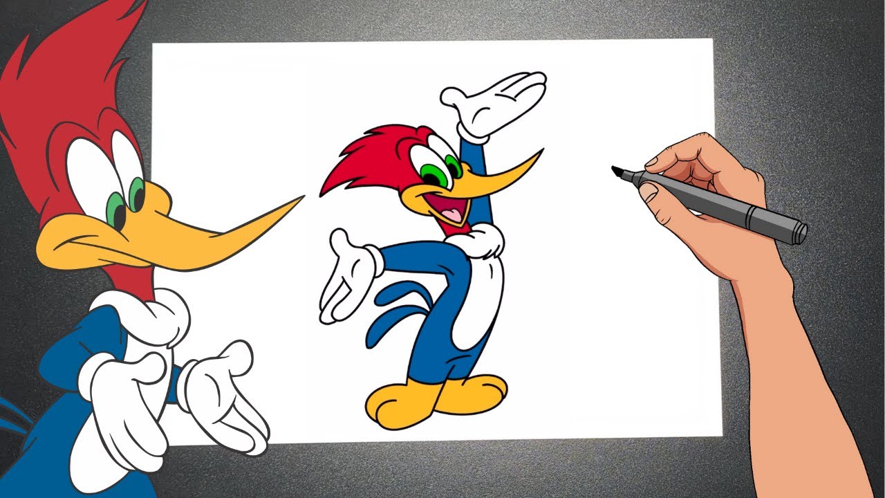 COMO DESENHAR O PICA PAU (WOODY WOODPECKER) - Passo a Passo Simples e Fácil