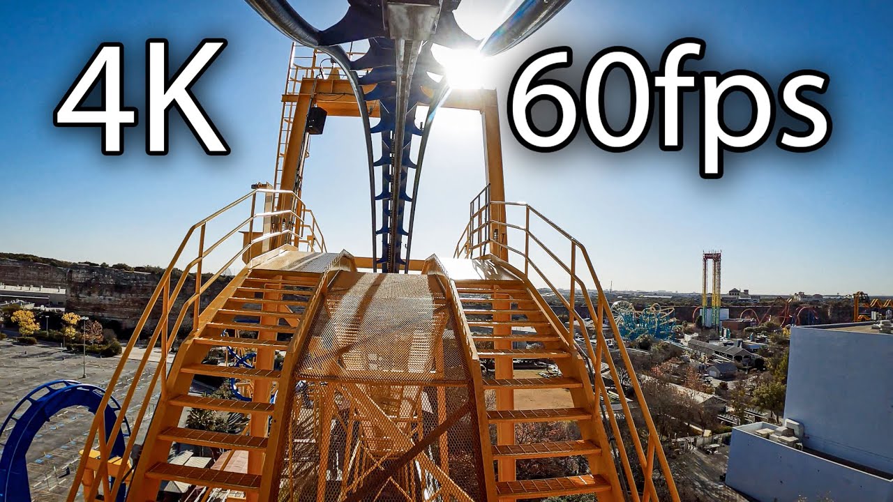 Goliath back seat on-ride backwards 4K POV @60fps Six Flags Fiesta Texas
