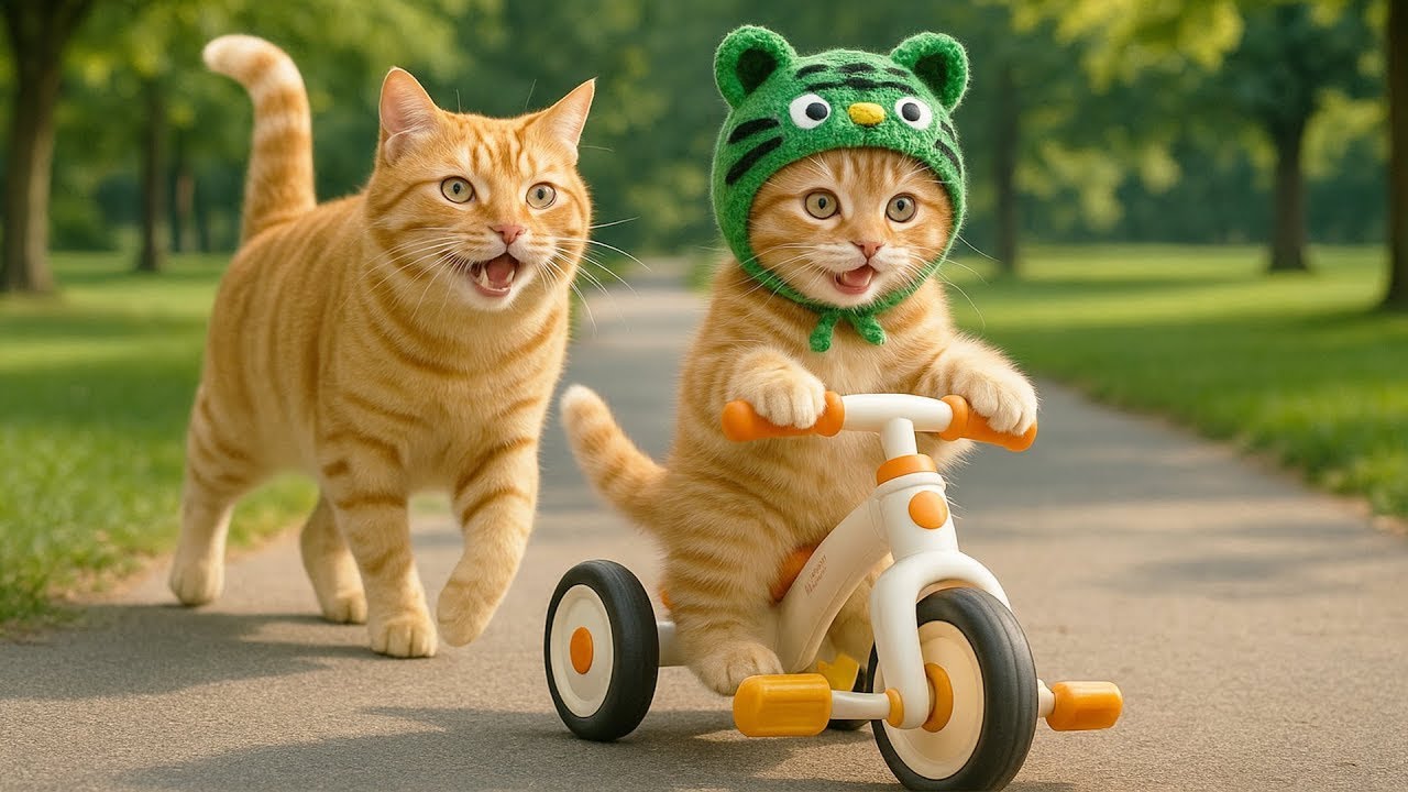Mama Cat Trims Fur on the Farm and Makes Tiger Hat For Kittens At Home | cat story