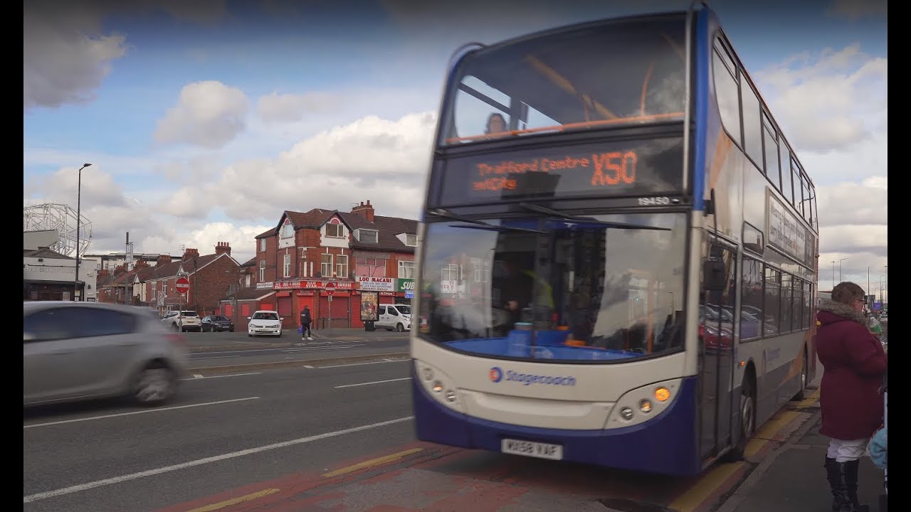 United Kingdom, Manchester, bus x50 ride from Chester Road to Intu Trafford Centre