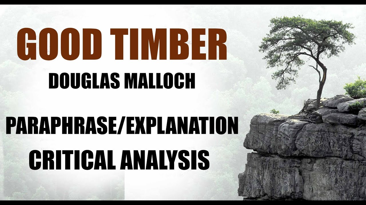 Good Timber By Douglas Malloch Paraphrase, Explanation and Critical Analysis English Book Class 11