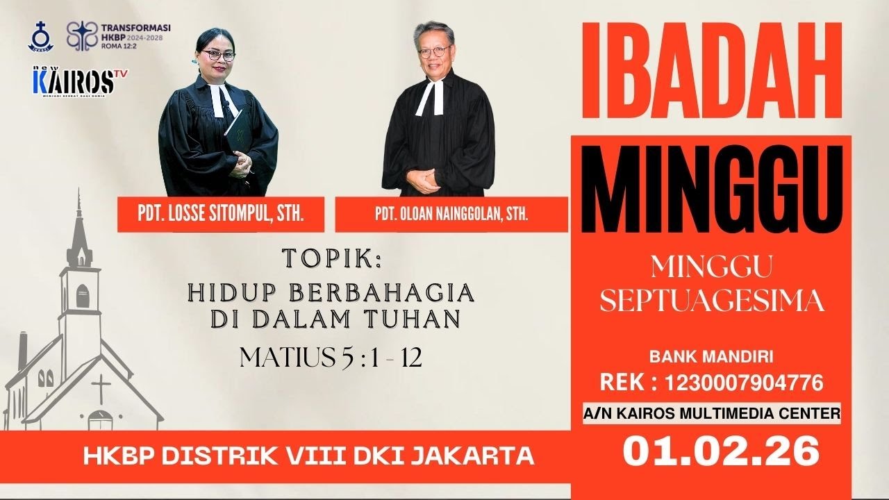 IBADAH HKBP,  MINGGU  SEPTUAGESIMA , 01 Februari 2026