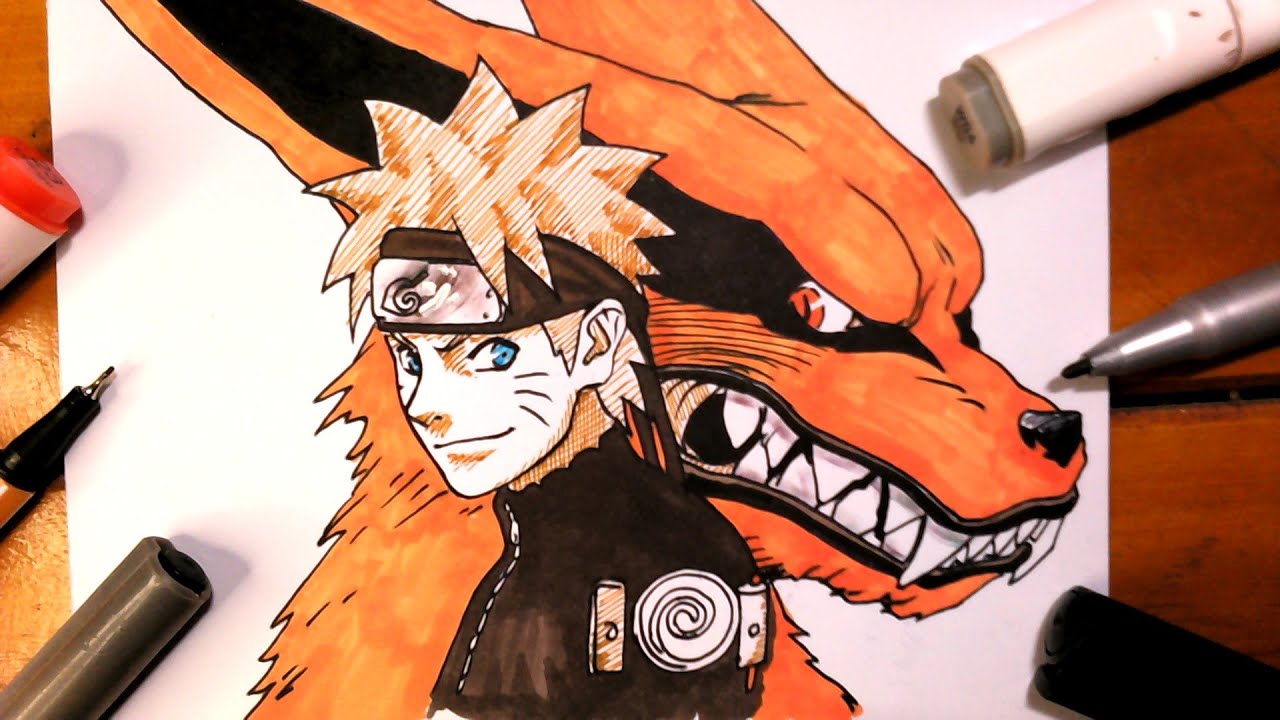 Veja Como desenhar O naruto com Raposa 9 caudas ☑️
