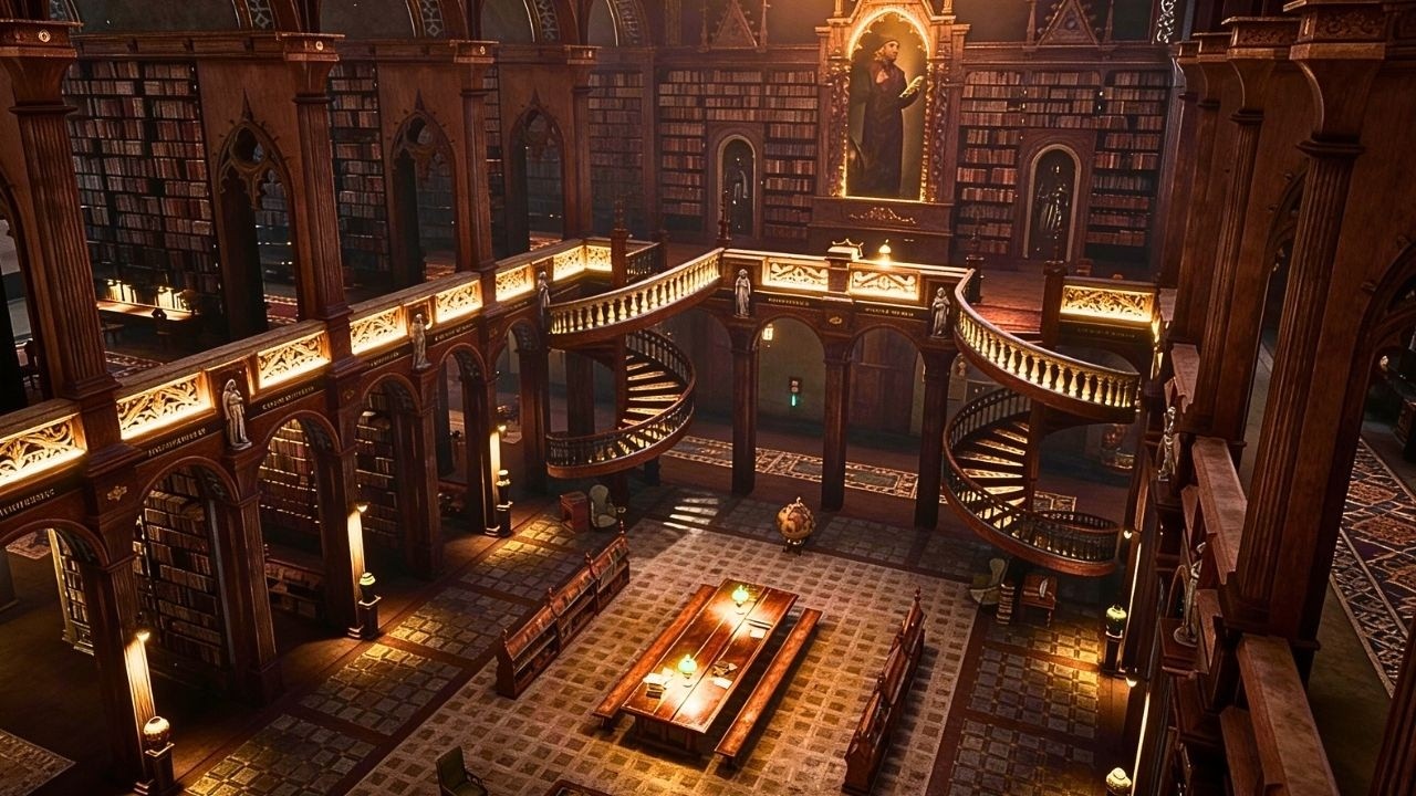 Hogwarts Library Night Ambience ✨ Harry Potter Inspired Study, Sleep & Relaxation (10 Hours)