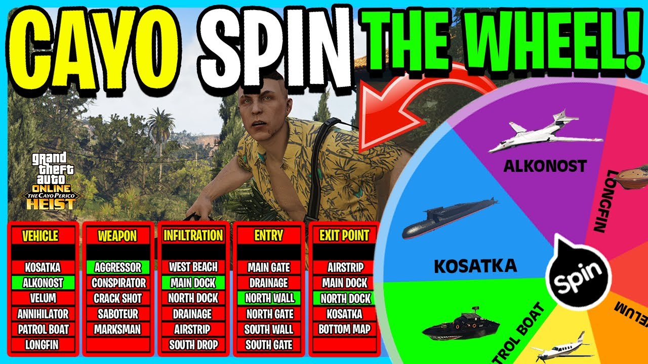 Cayo Perico Heist But The Wheel DECIDES How We Do It (GTA 5 ONLINE)