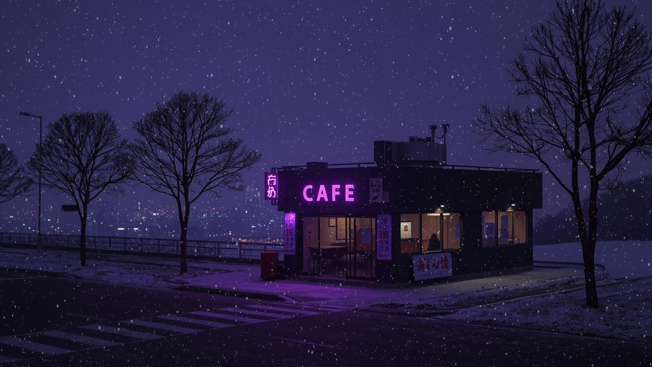 Midnight Tokyo Café ❄️ Soft Snow, Warm Lights & Lofi Chill