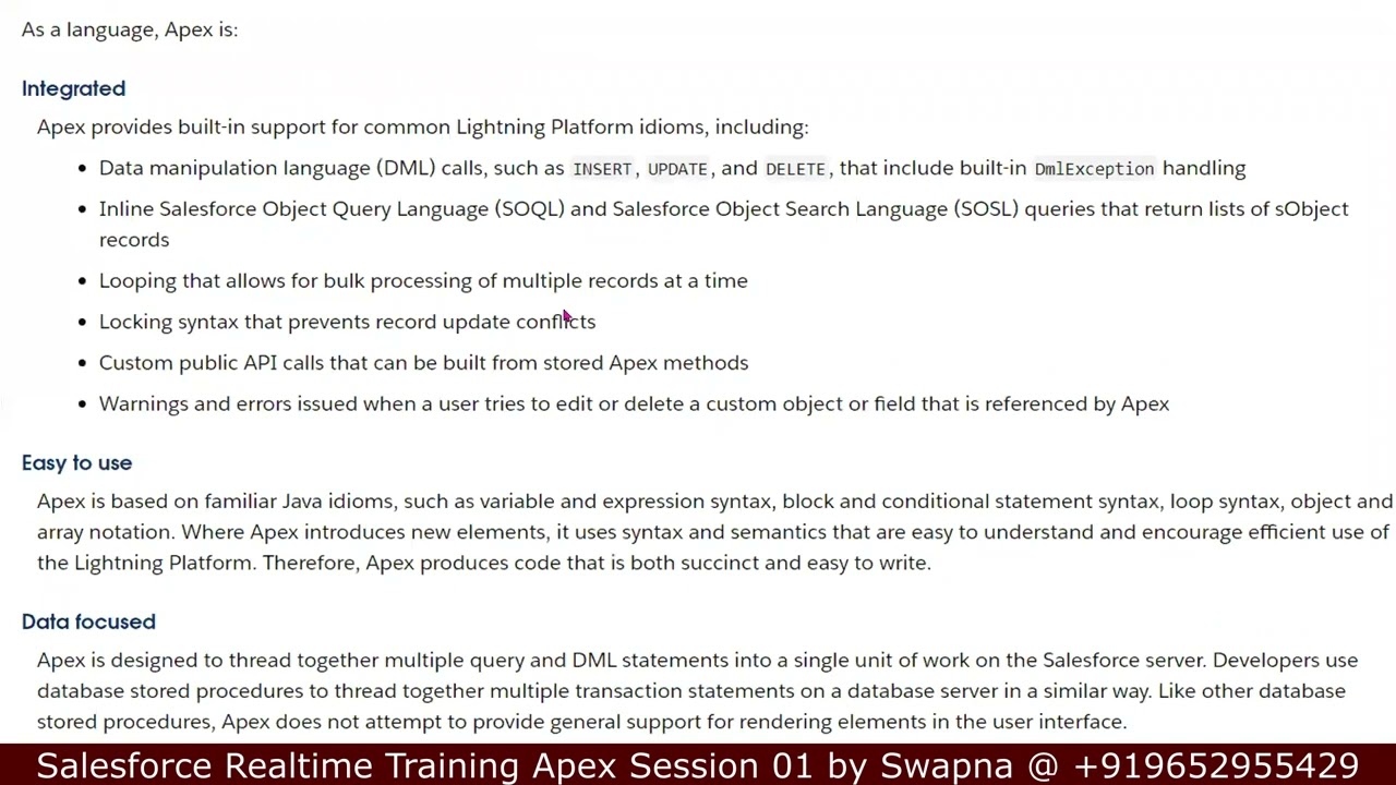 Salesforce Development Realtime Training | Apex Basics | Why Apex? | Apex Data types |