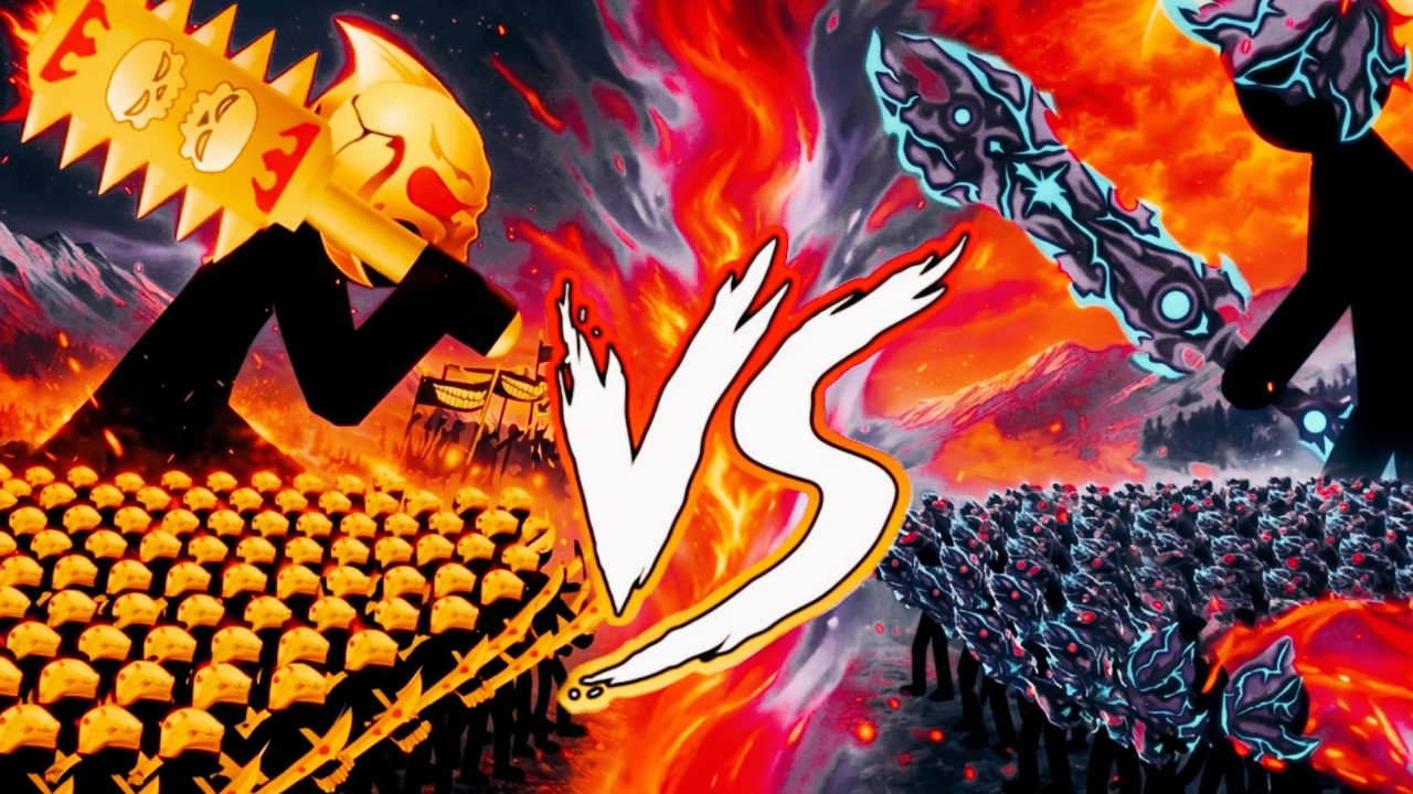 STICK WAR LEGACY – Golden Hammer God VS Dark Monster Army – 9999 vs 9999 EPIC BATTLE ⚔️🔥