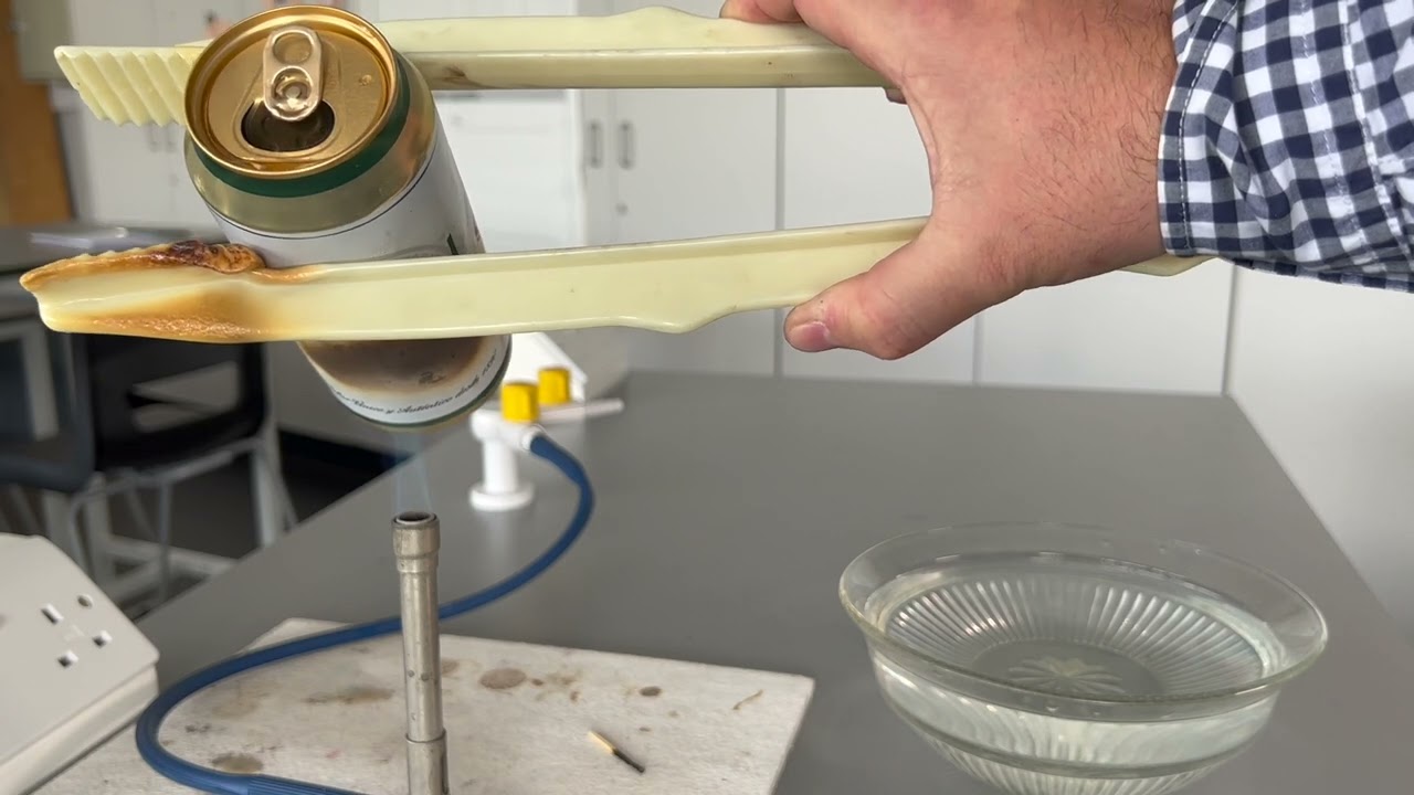 Air pressure collapsing can experiment