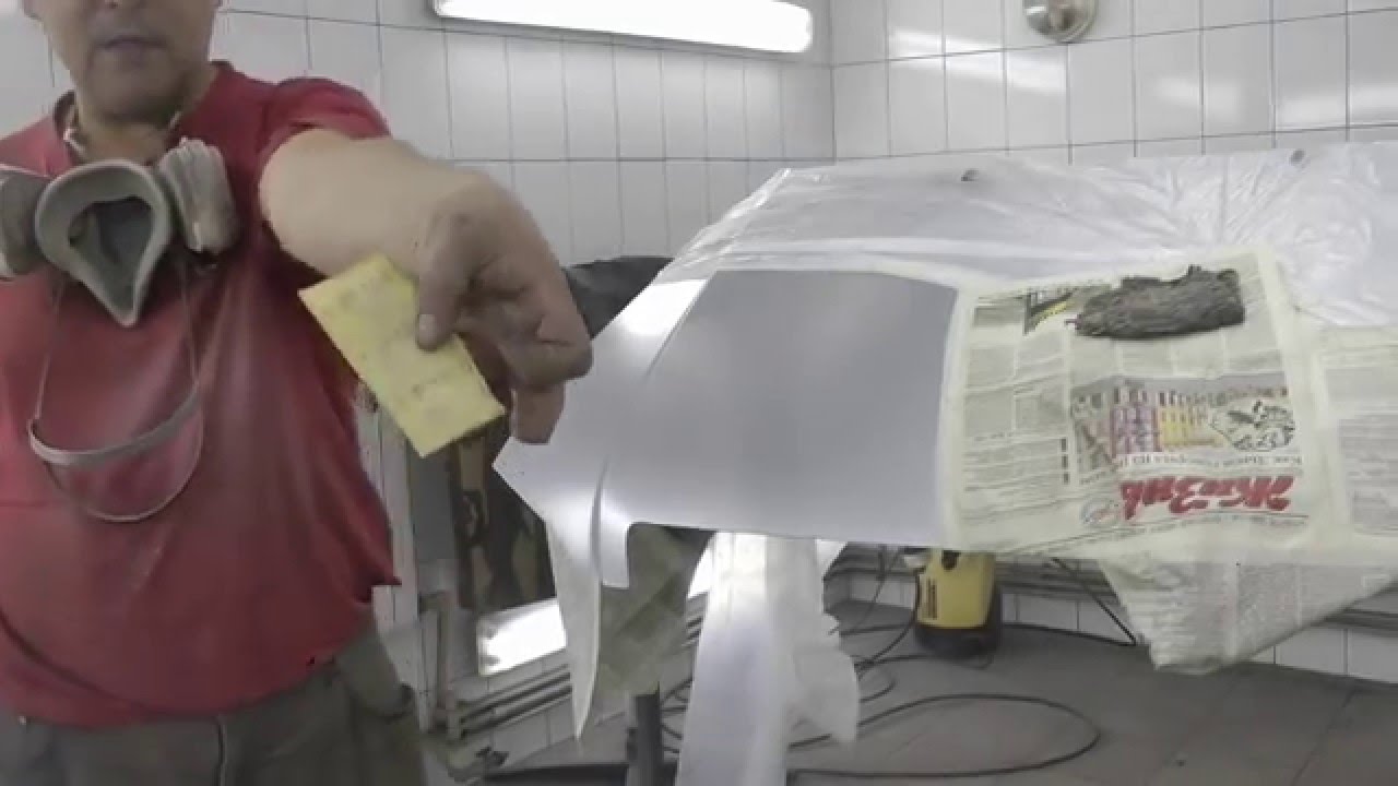 Мучаем красим капот серебро в переход. We dye a   silver hood.