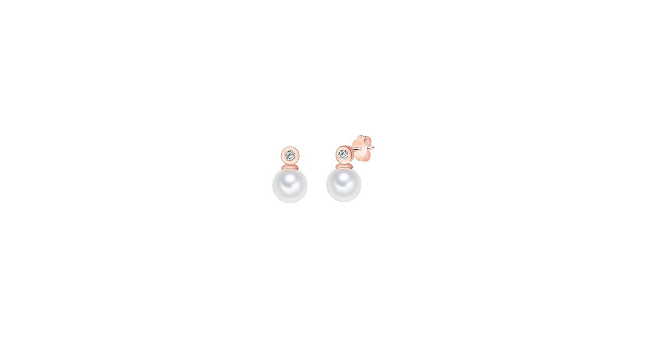 Cercei Valero Pearls argint aur rose zirconia albă perlă de cultură albă @ SimplyChic.ro