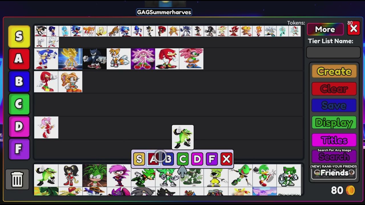 Sonic Character Tierlist