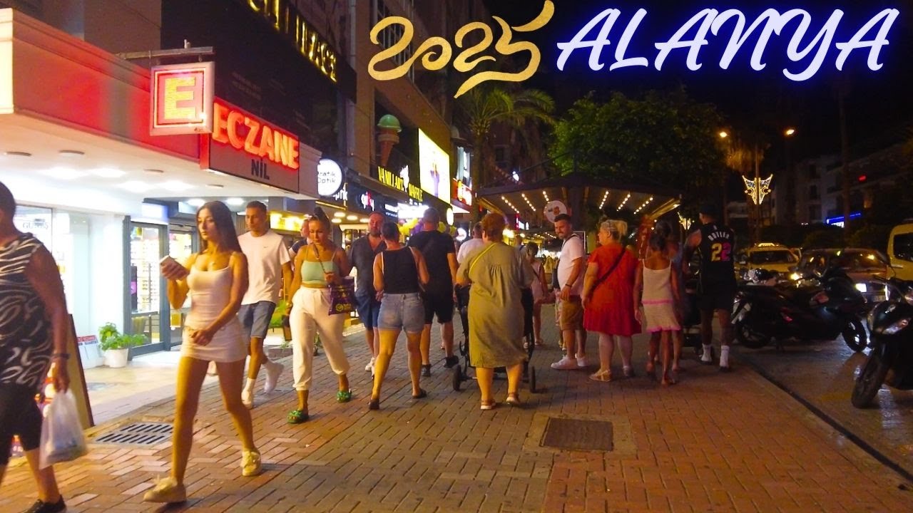 ALANYA NIGHT WALKING TOUR 2025 AUGUST ! ALANYA ANTALYA TURKEY HOLIDAY TURKEY TRAVEL 4K