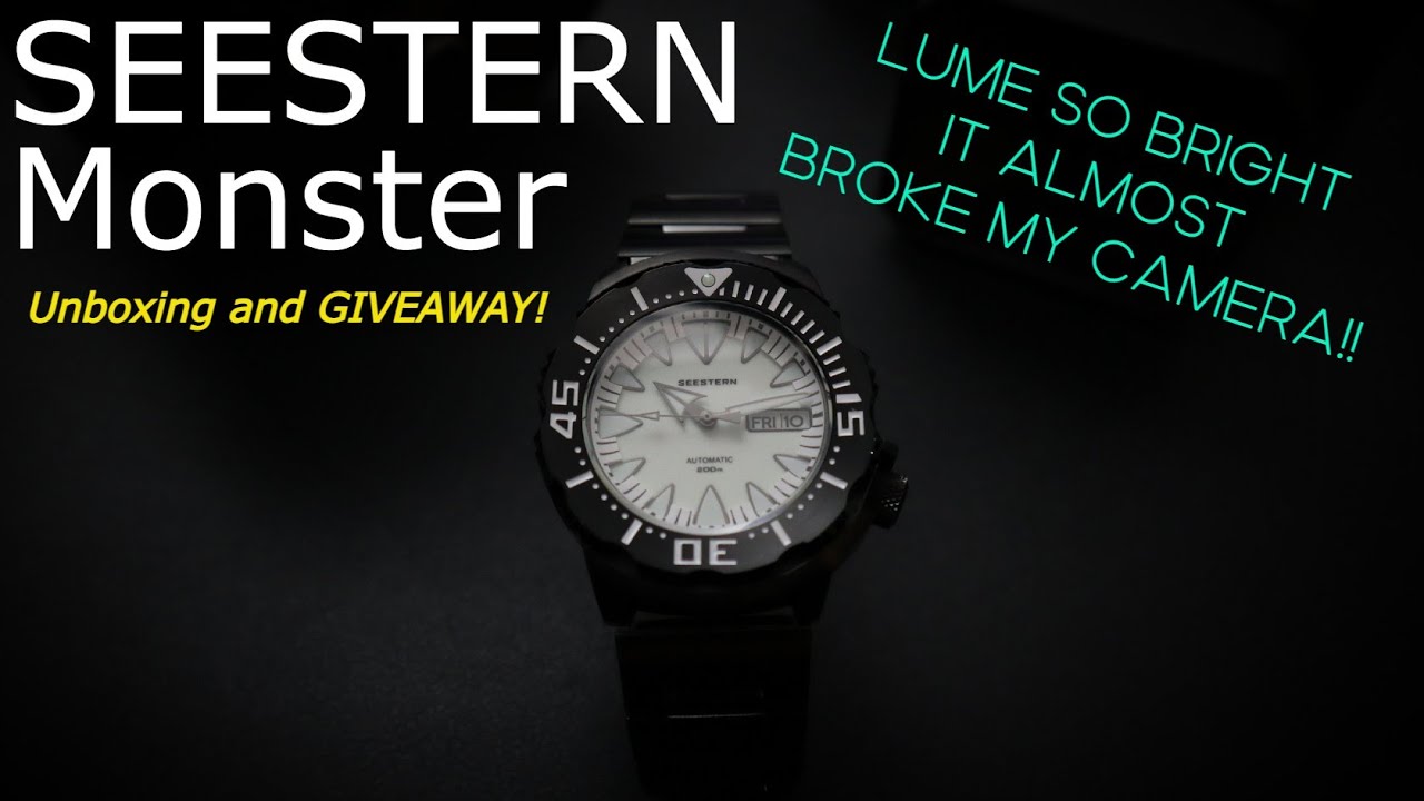 GIVEAWAY!! Seestern Seiko Monster Homage Automatic Dive watch Seiko Monster Homage Fully Lumed Dial