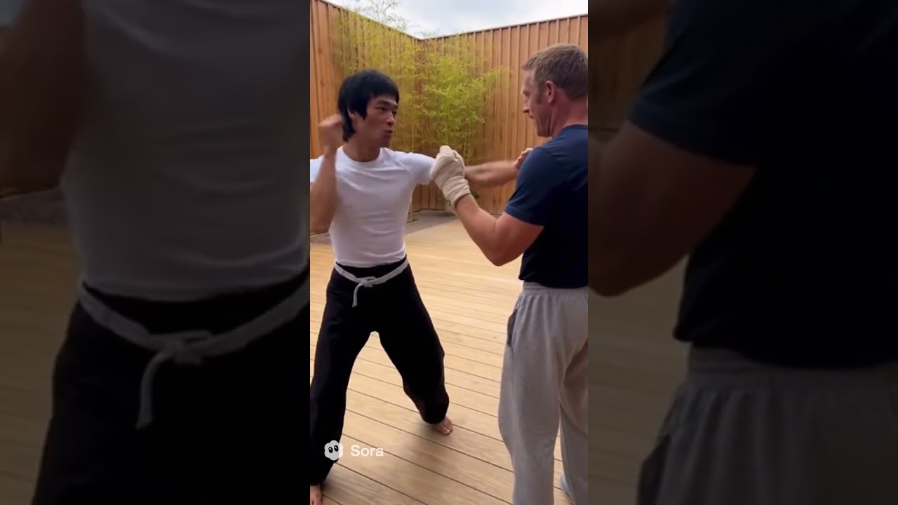 Bruce Lee shows  his quick reflexes to Steve McQueen