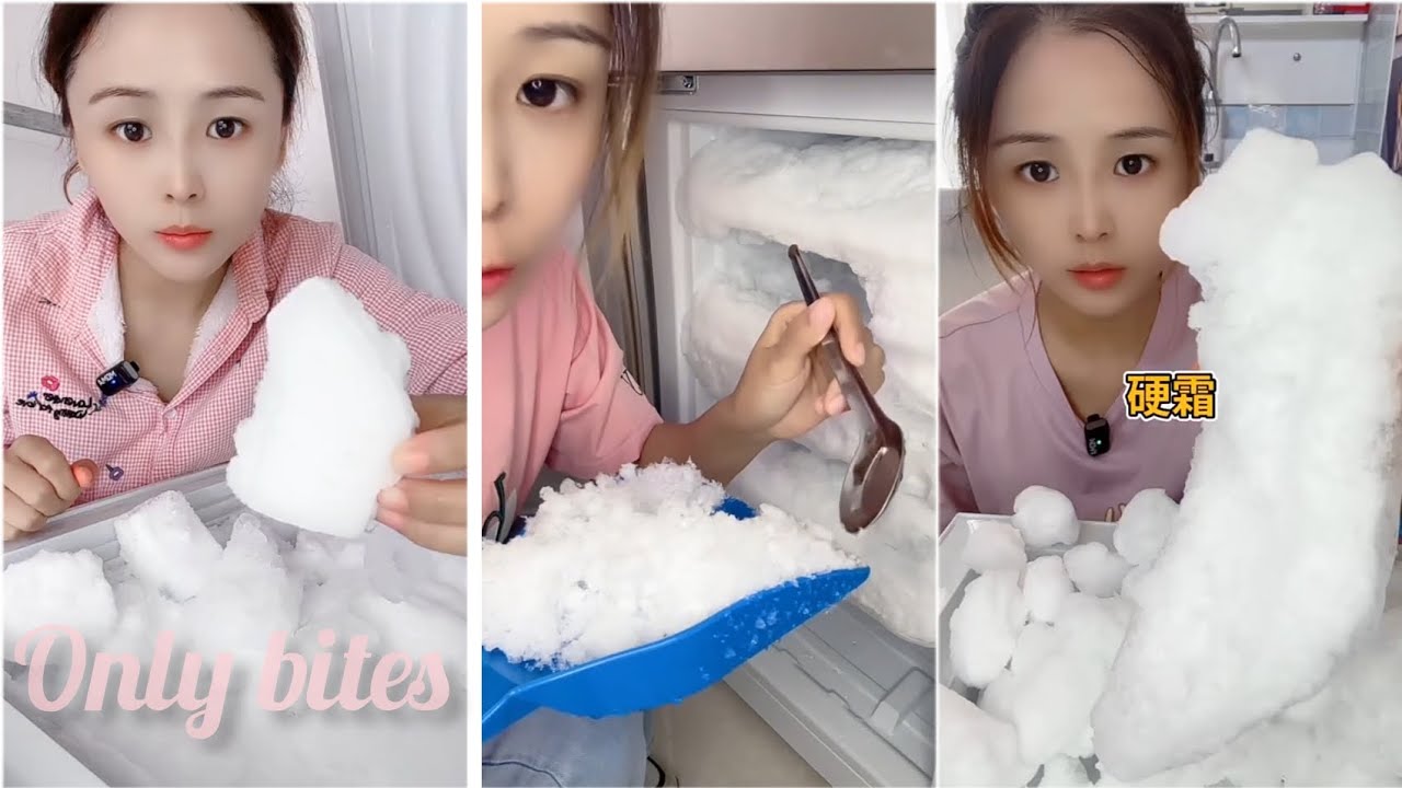 Crunchy Freezer Frost eating||Only bites||Mouth watering ASMR||Huge chunk Freezer Frost ||Mukbang