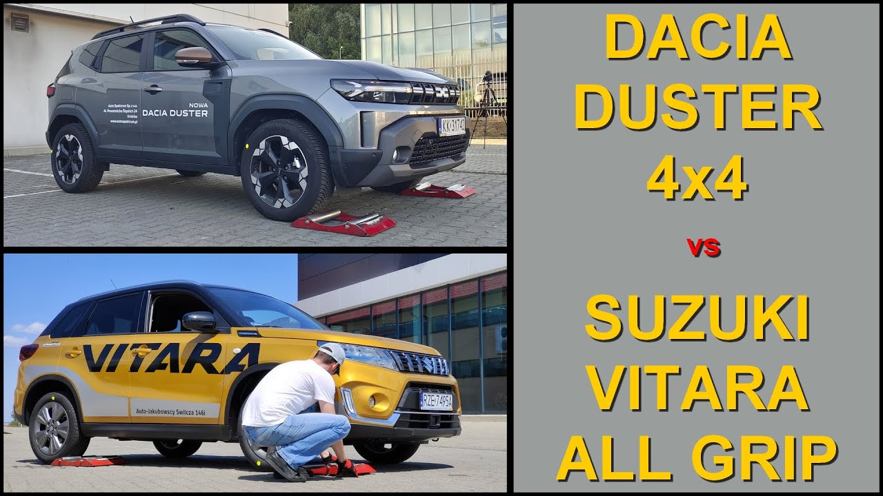 SLIP TEST - new Dacia Duster 4WD vs Suzuki Vitara All Grip - @4x4.tests.on.rollers