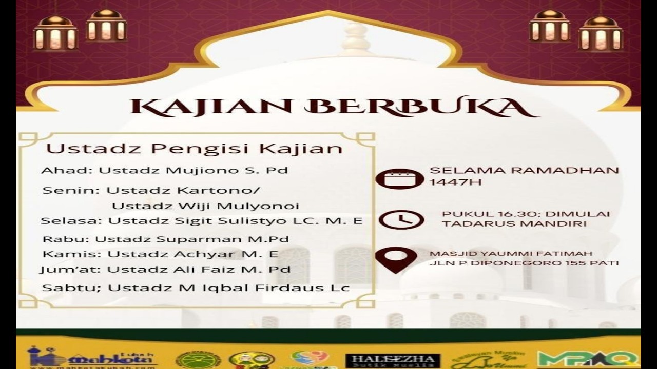 Kuliah Subuh Menjelang Syuruq Bersama Ustadz Kartono