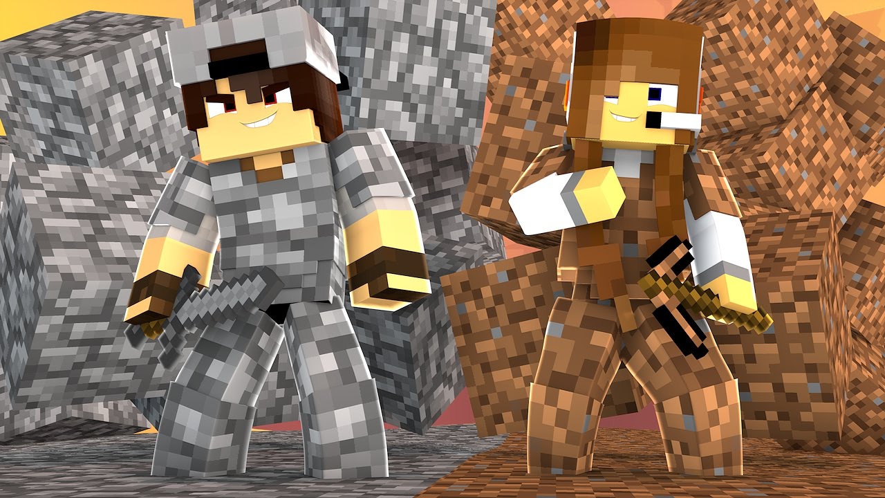 Minecraft: CORRIDA PVP - PEDRA vs TERRA!