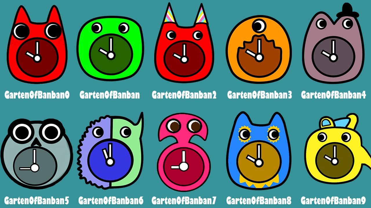 Garten of Banban 9 Last Ticket to the Abyss,Garten of Banban 0 To 9 Clock Screen Comparison All Boss
