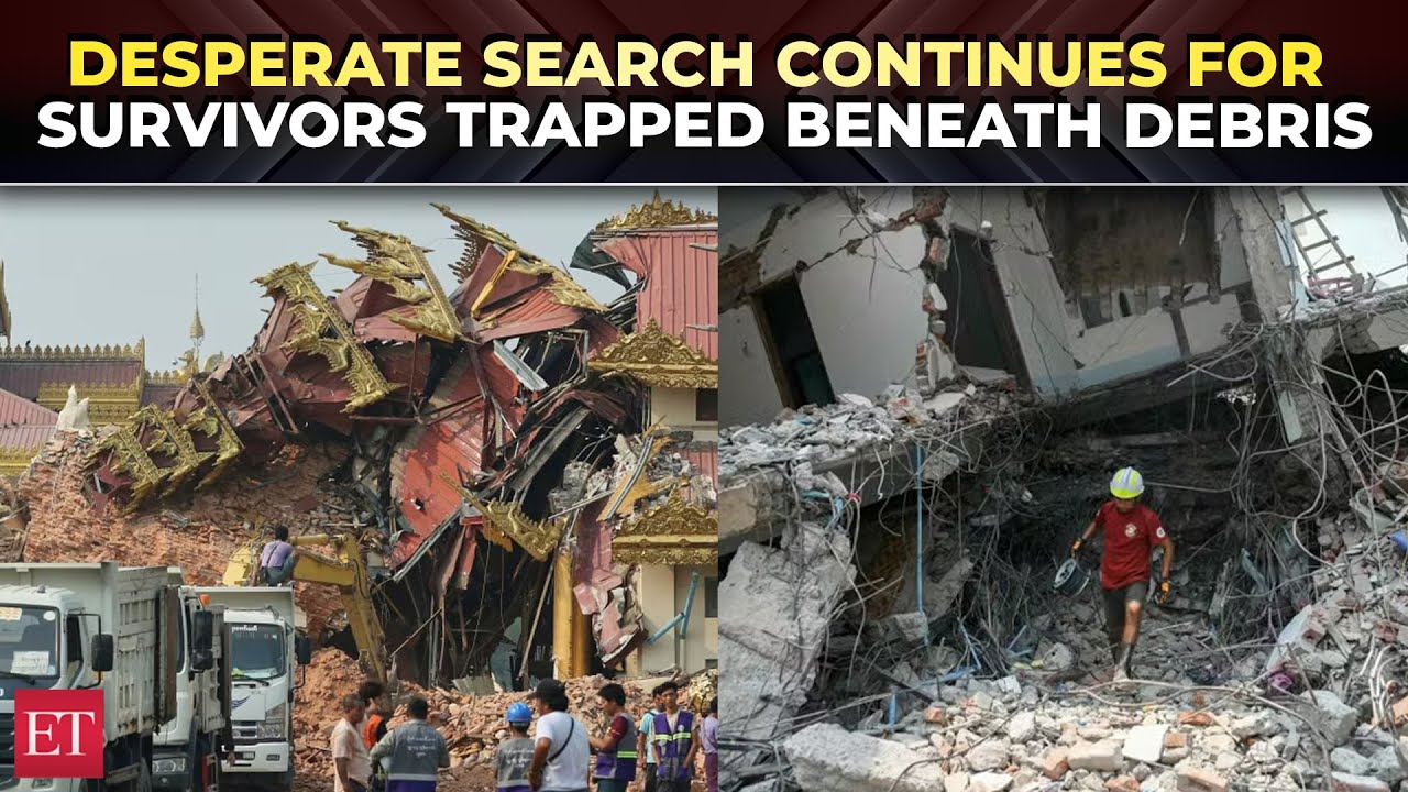 Vigorous search continues for survivors between toppled temples & buildings in Mandalay