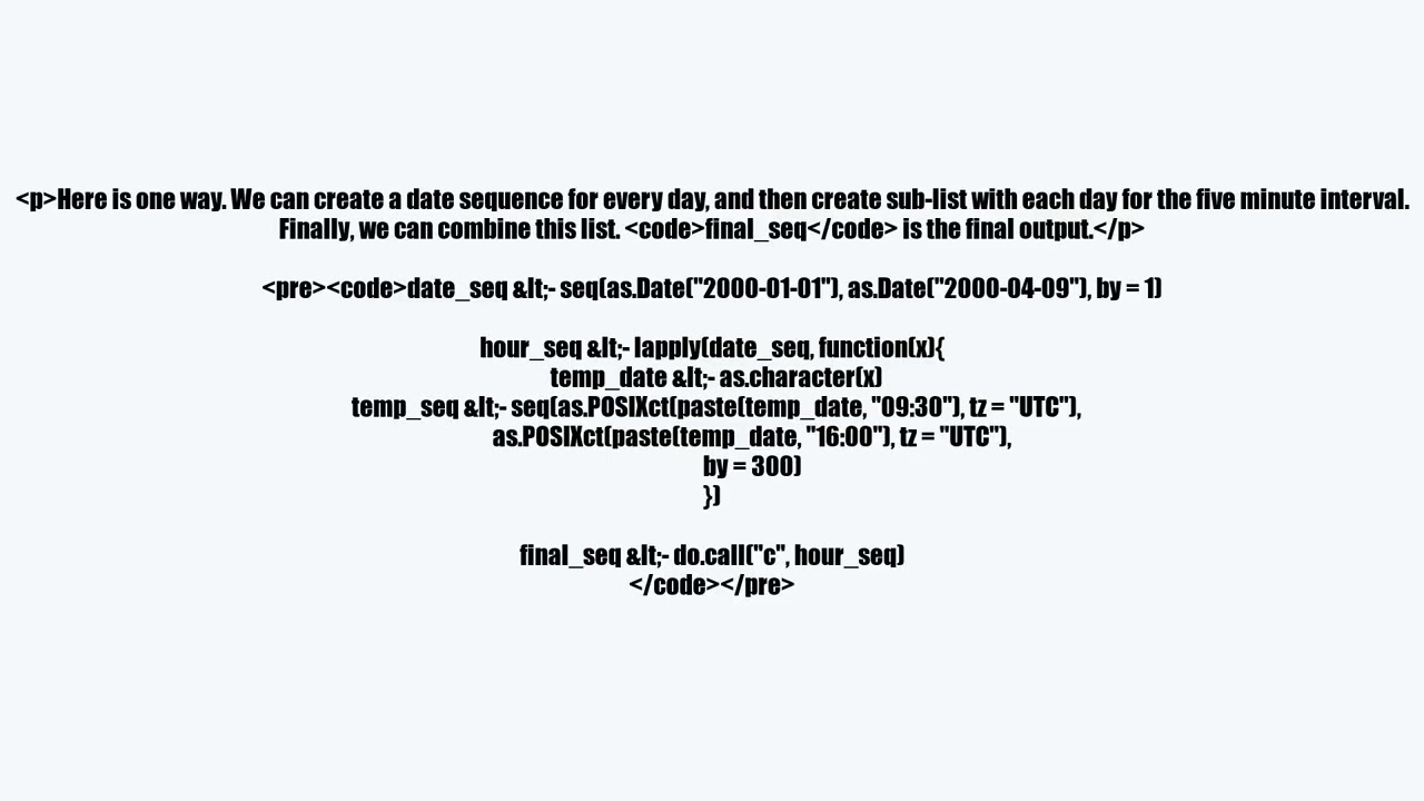 how to generate speific periods during serval days in Rvideo