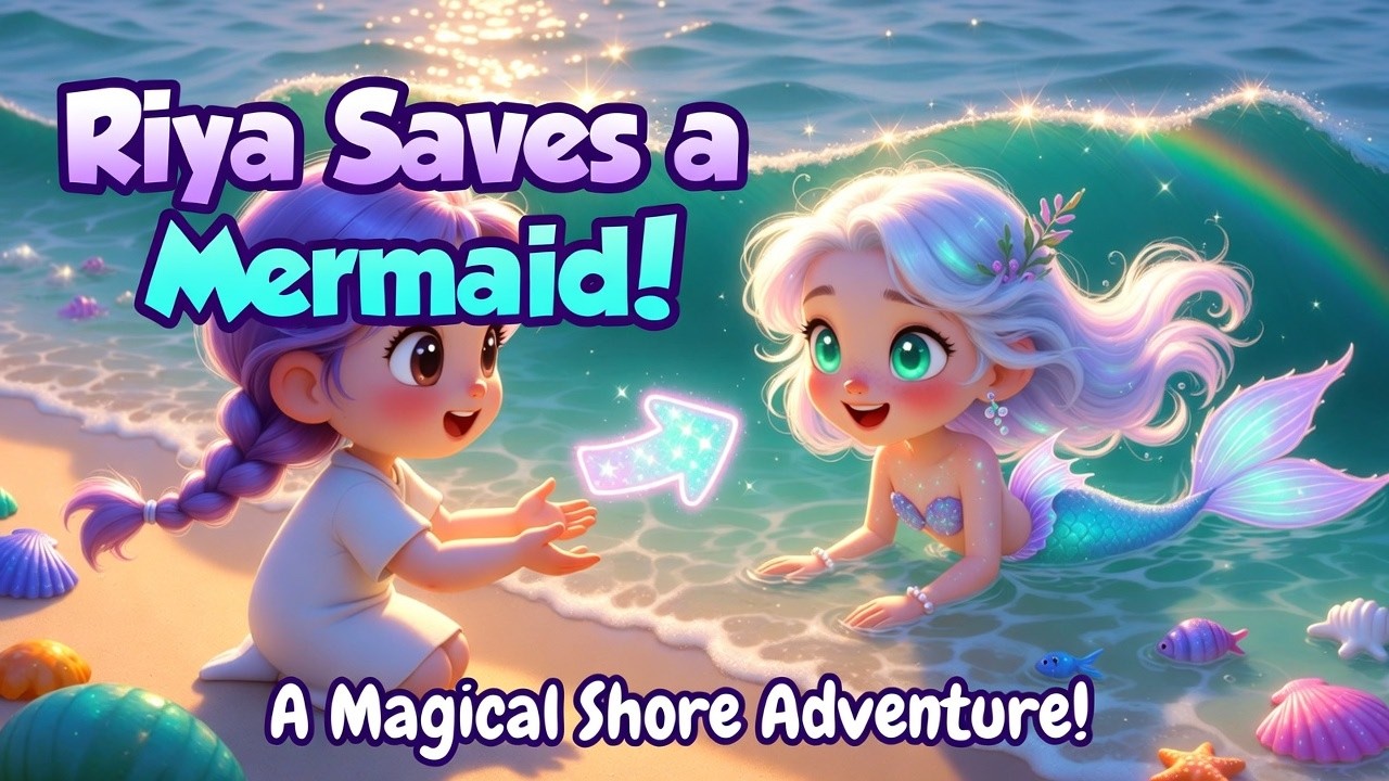 “Riya & the Lost Mermaid! 🧜‍♀️✨” | #riyaadventures🏖️#LostMermaid🧜‍♀️#kidfriendlystories📚#3dcartoon🎨