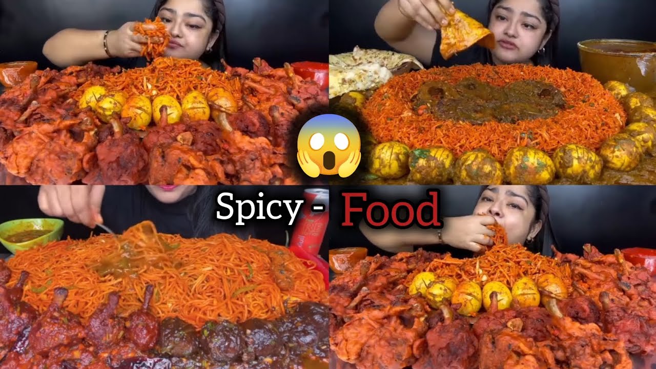 @MaddyEats vs @SpiceASMR ASMR eating noodles,fried rice, chiken lolipop #mukbang #asmreating #food 
