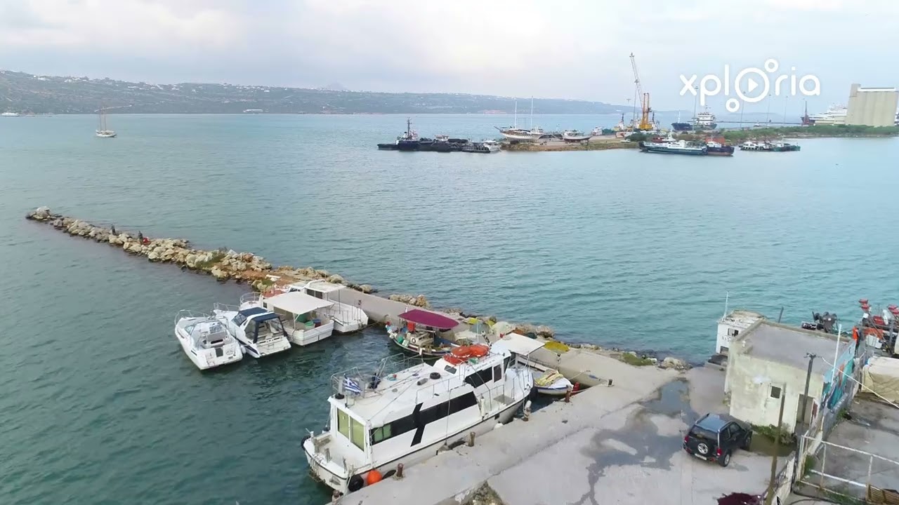 Souda port, Crete Island, Greece 2018.09 aerial video