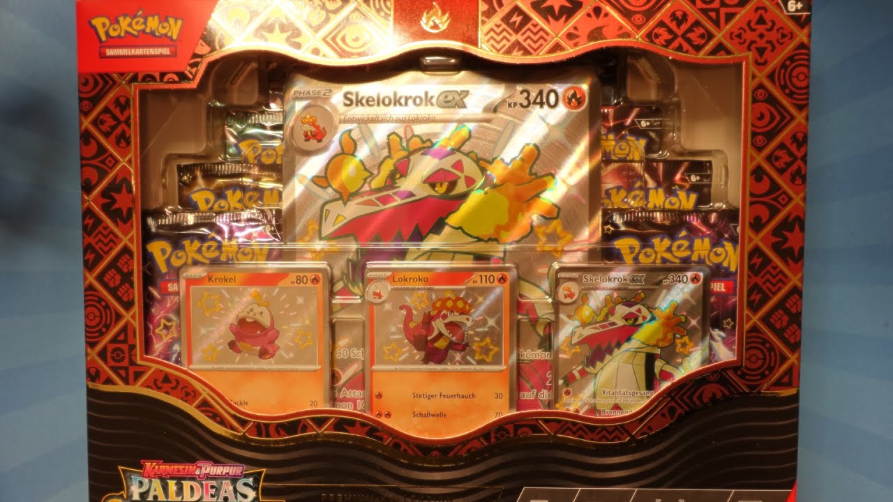 Pokémon - Shiny Skelokrok ex Premium Kollektion Paldeas Schicksale Opening / Unboxing