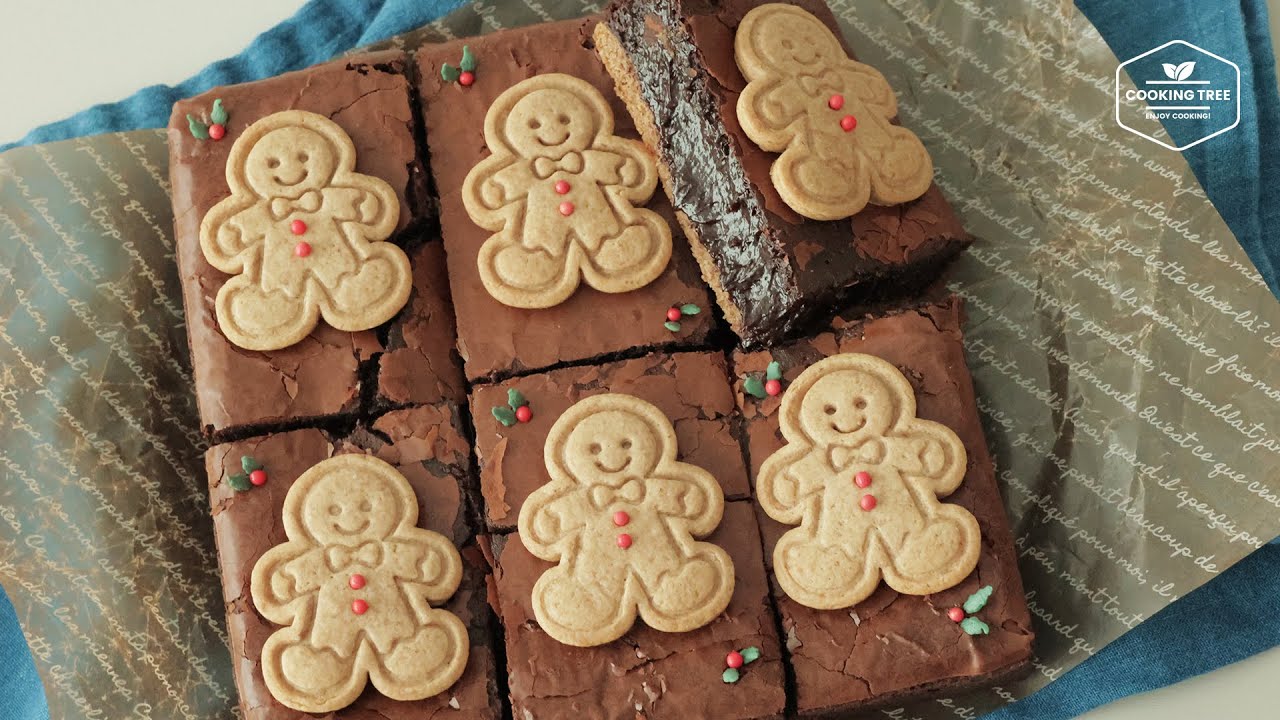 🎄크리스마스 진저브레드 쿠키 브라우니 만들기 : Christmas Gingerbread Cookie Brownies Recipe | Cooking tree
